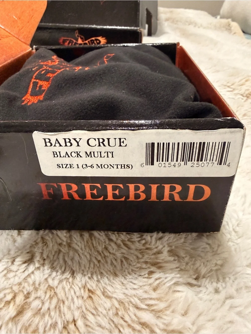 RARE Freebird Baby Crue Black Multi Leather Booties 3-6M NIB Box Dust Bag